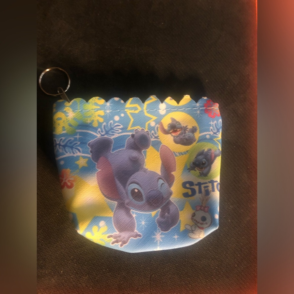 Disney Blue and Yellow Lilo & Stitch Coin Pouch with Keyring